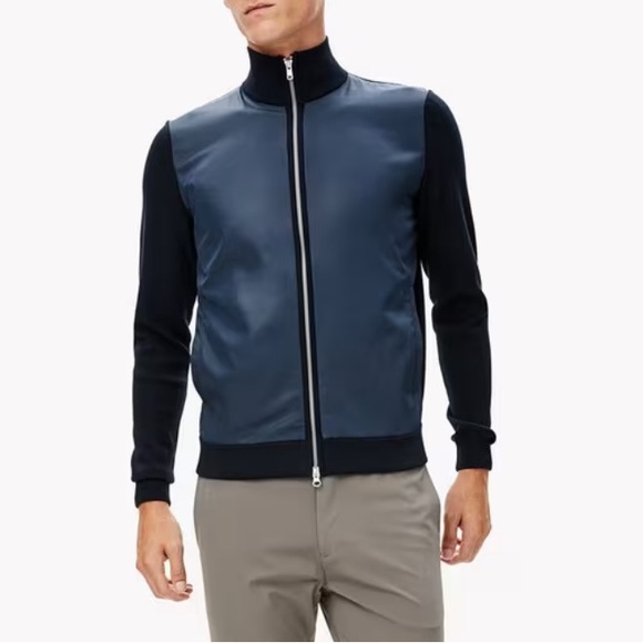 Theory Tech Zip Cardigan Sweater Two Way Full Zip Navy Men’s Size Small